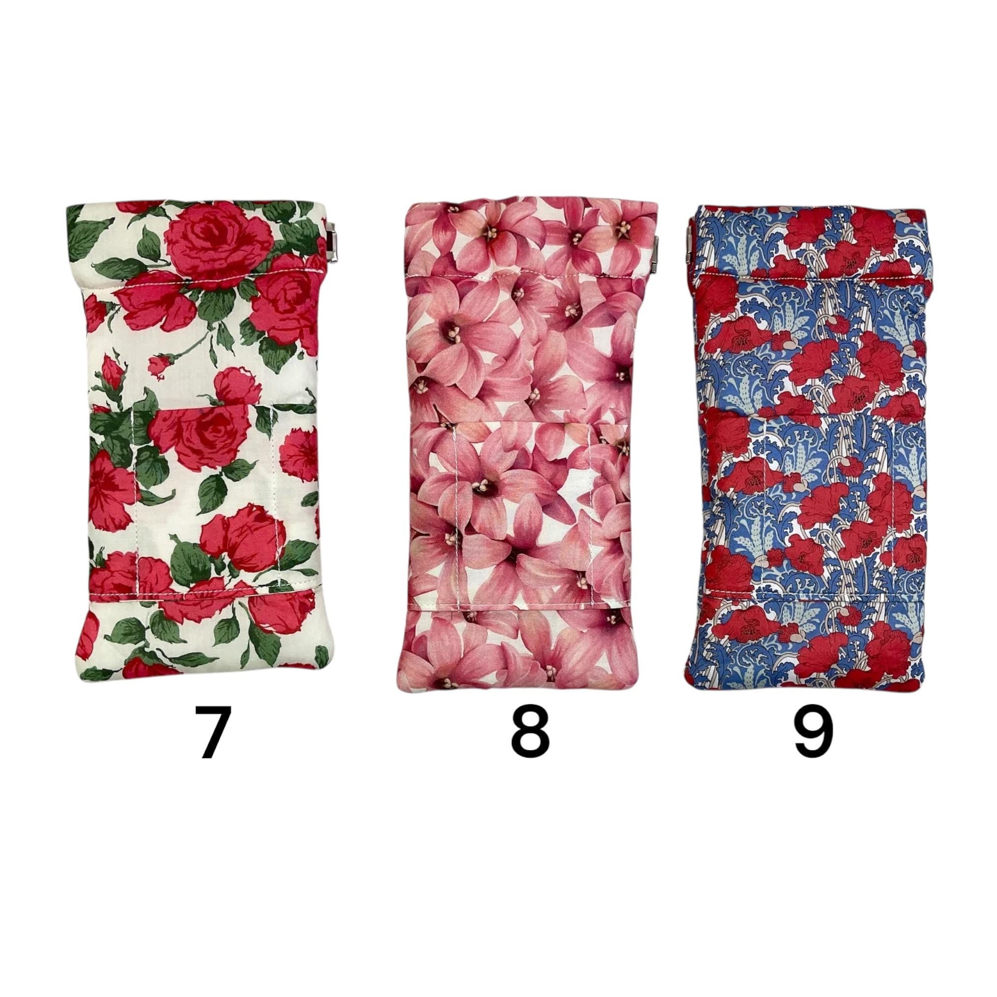 Glasses cases in Liberty floral fabric, snap shut spectacles pouch, sunglasses flex frame, ladies eyeglasses holder, women's gift,