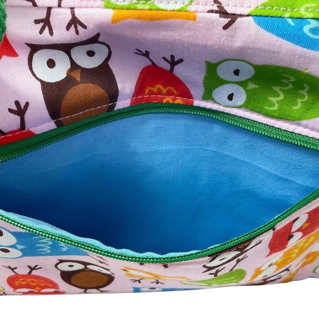 Large owl toiletries bag with handles and zip pocket, bird print Waterproof lined wash pouch, camping  ladies  gift, womens sponge bag