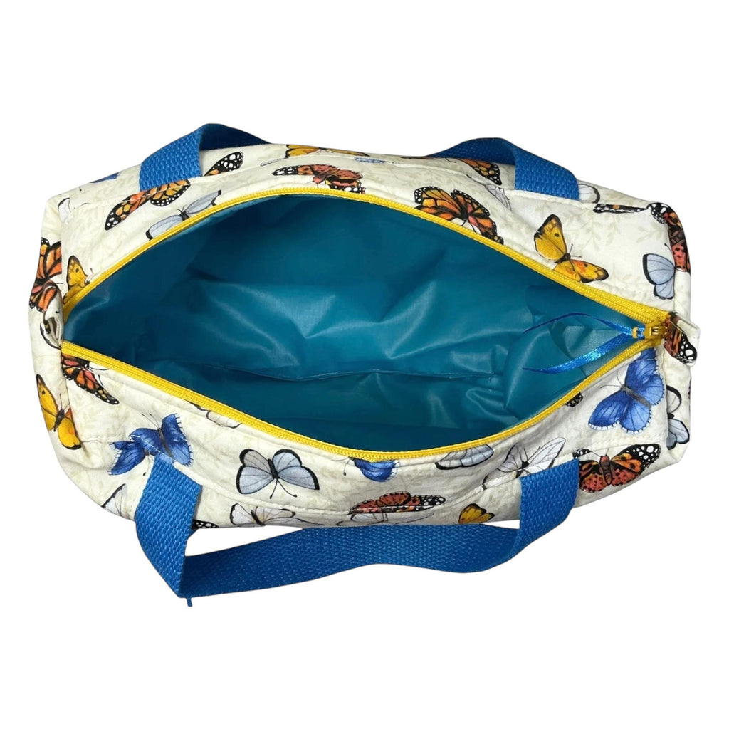 Large butterfly toiletries bag with handles and zip pocket, bird print Waterproof lined wash pouch, camping  ladies  gift, womens sponge bag