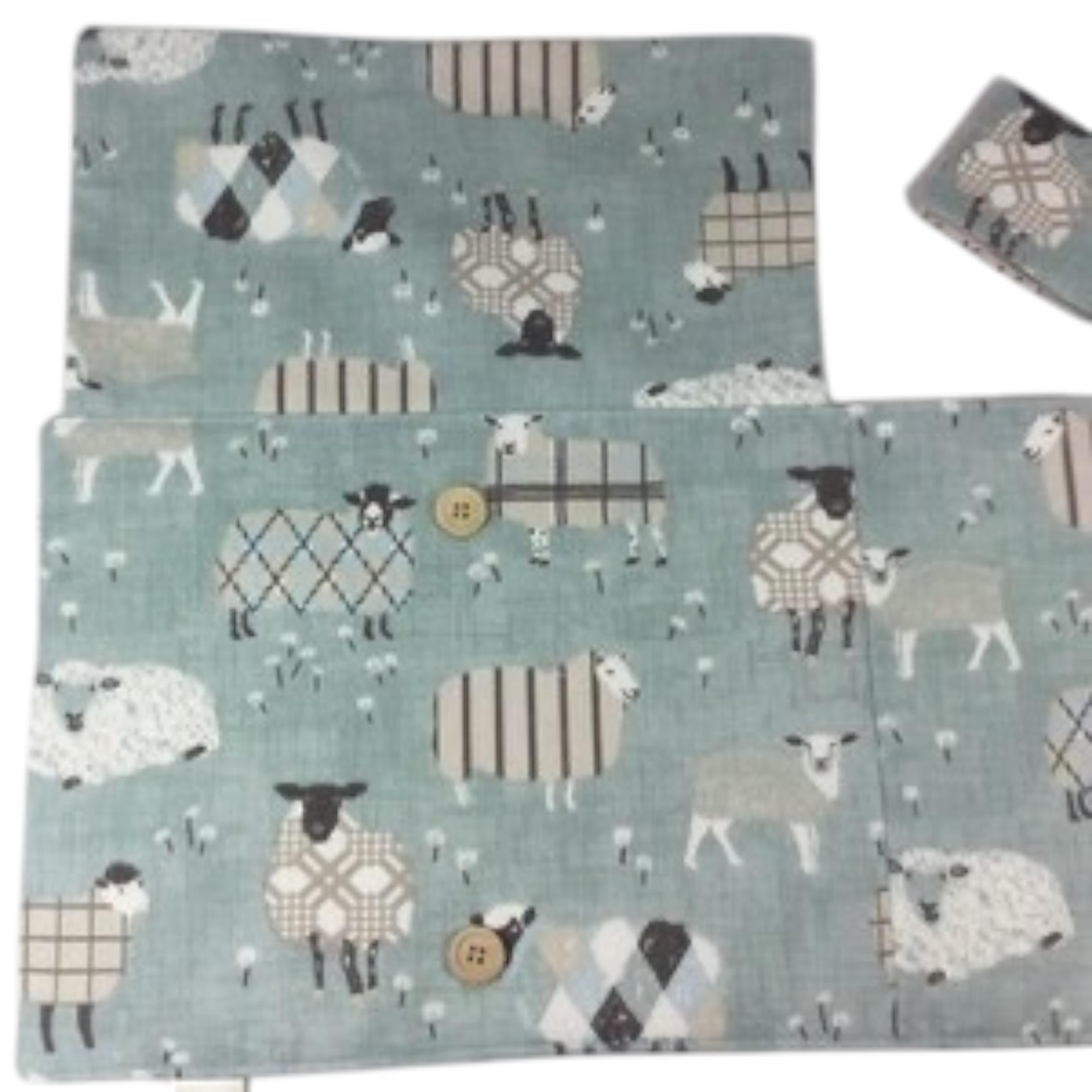 interchangeable and double pointed needle case with turquoise sheep, knitting needle pouch, hiya hiya case, knit pro wallet