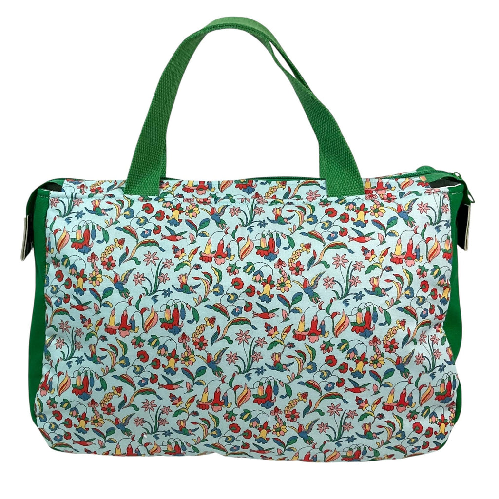 large toiletries bag made from  Liberty fabric, with handles and pockets in and outside, bird Waterproof lined wash pouch, ladies gift