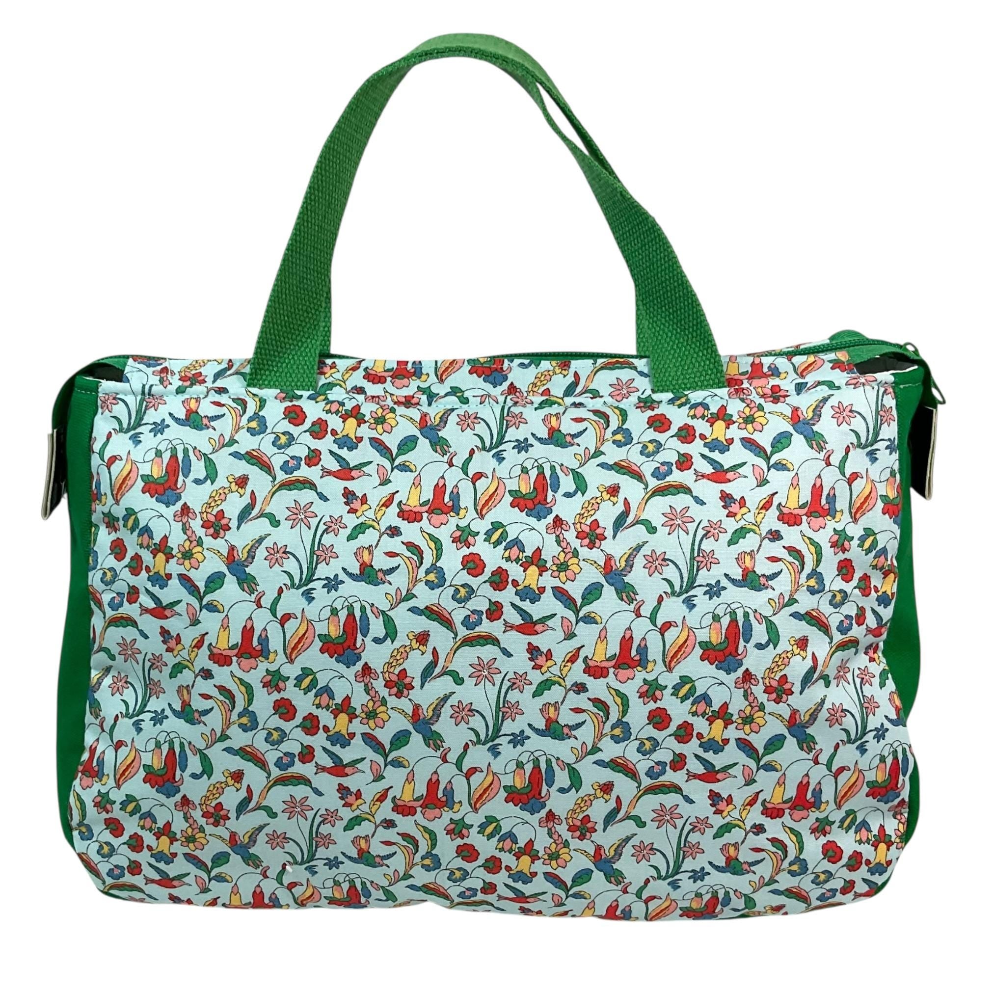 large toiletries bag made from  Liberty fabric, with handles and pockets in and outside, bird Waterproof lined wash pouch, ladies gift