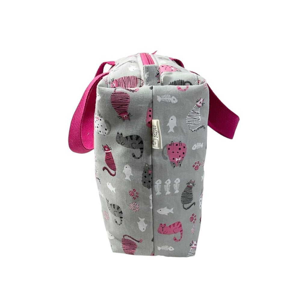 Large cat toiletries bag with handles and zip pocket, mouse print Waterproof lined wash pouch, camping  ladies  gift, womens sponge bag