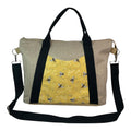 Knitting and crochet tote bag with zip top, large bee organiser crossbody bag