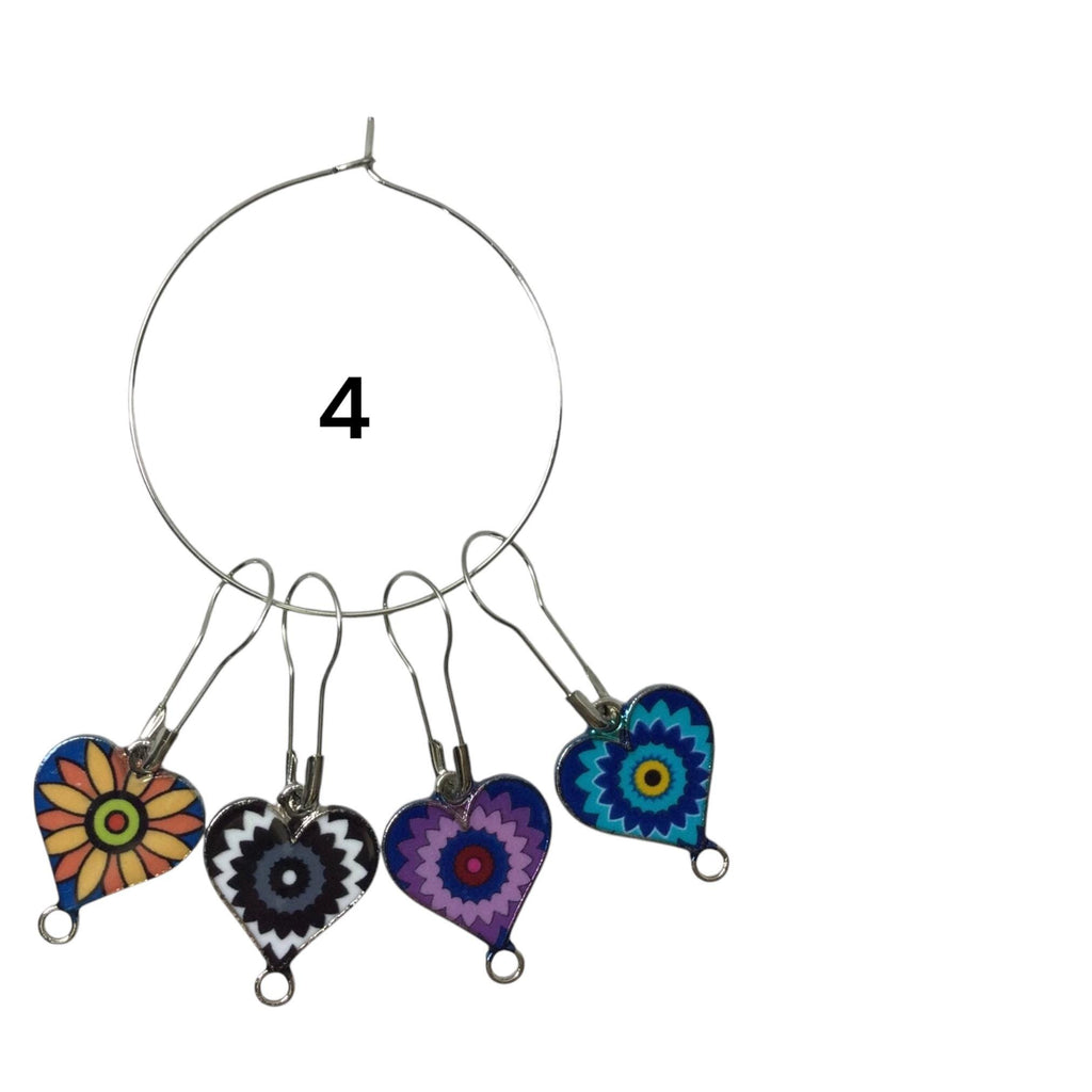 Heart Stitch Markers: Enamelled Knitting Crochet Charms (Set of 4)
