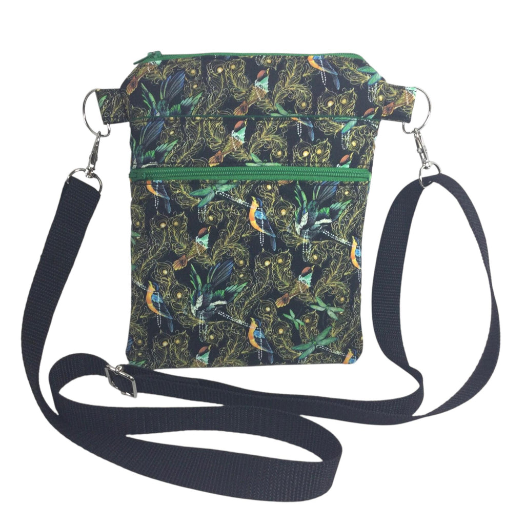 Liberty fabric slim phone shoulder bag with multi pockets, teen messenger style floral phone pouch, mini clutch bag, clubbing festival bag,