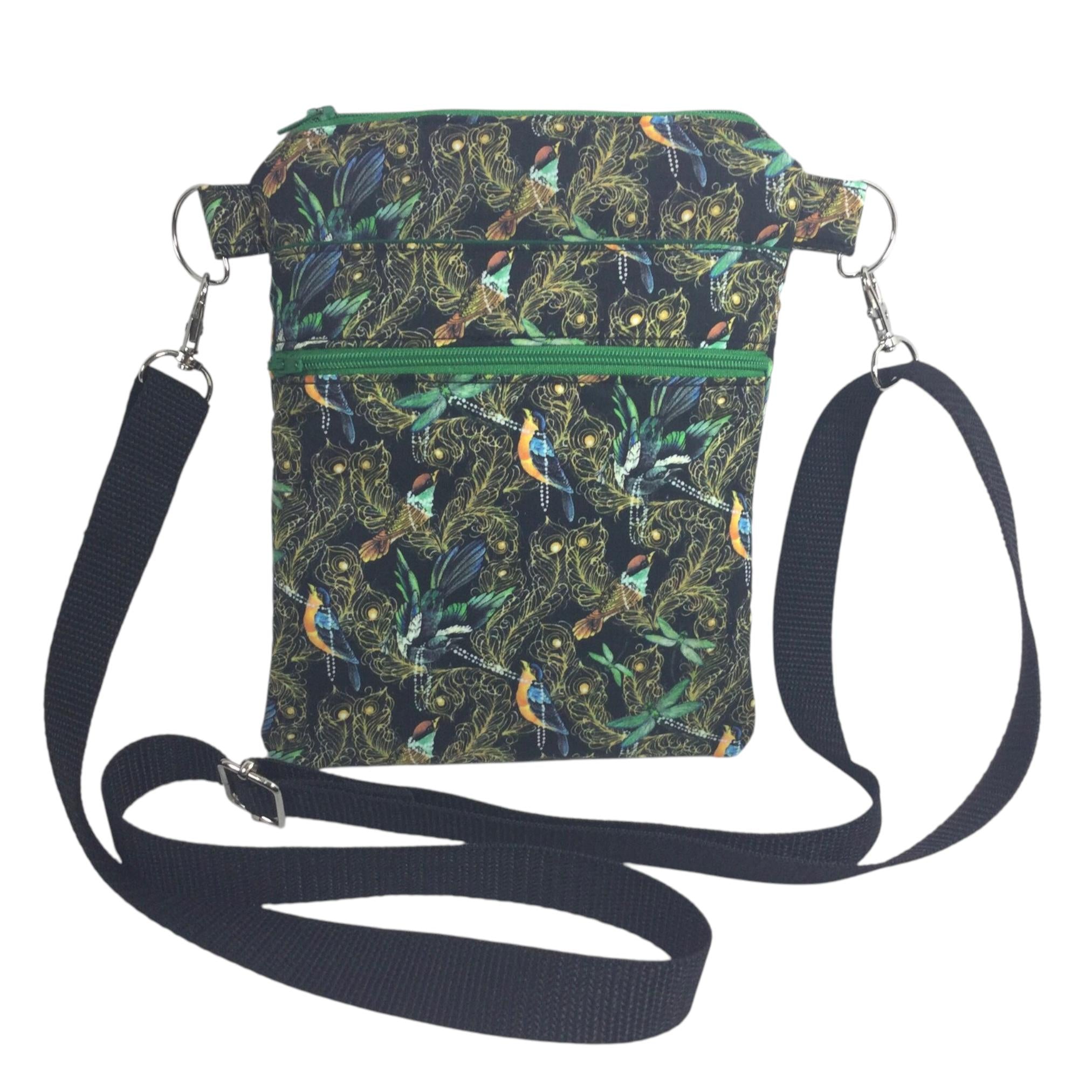 Liberty fabric slim phone shoulder bag with multi pockets, teen messenger style floral phone pouch, mini clutch bag, clubbing festival bag,