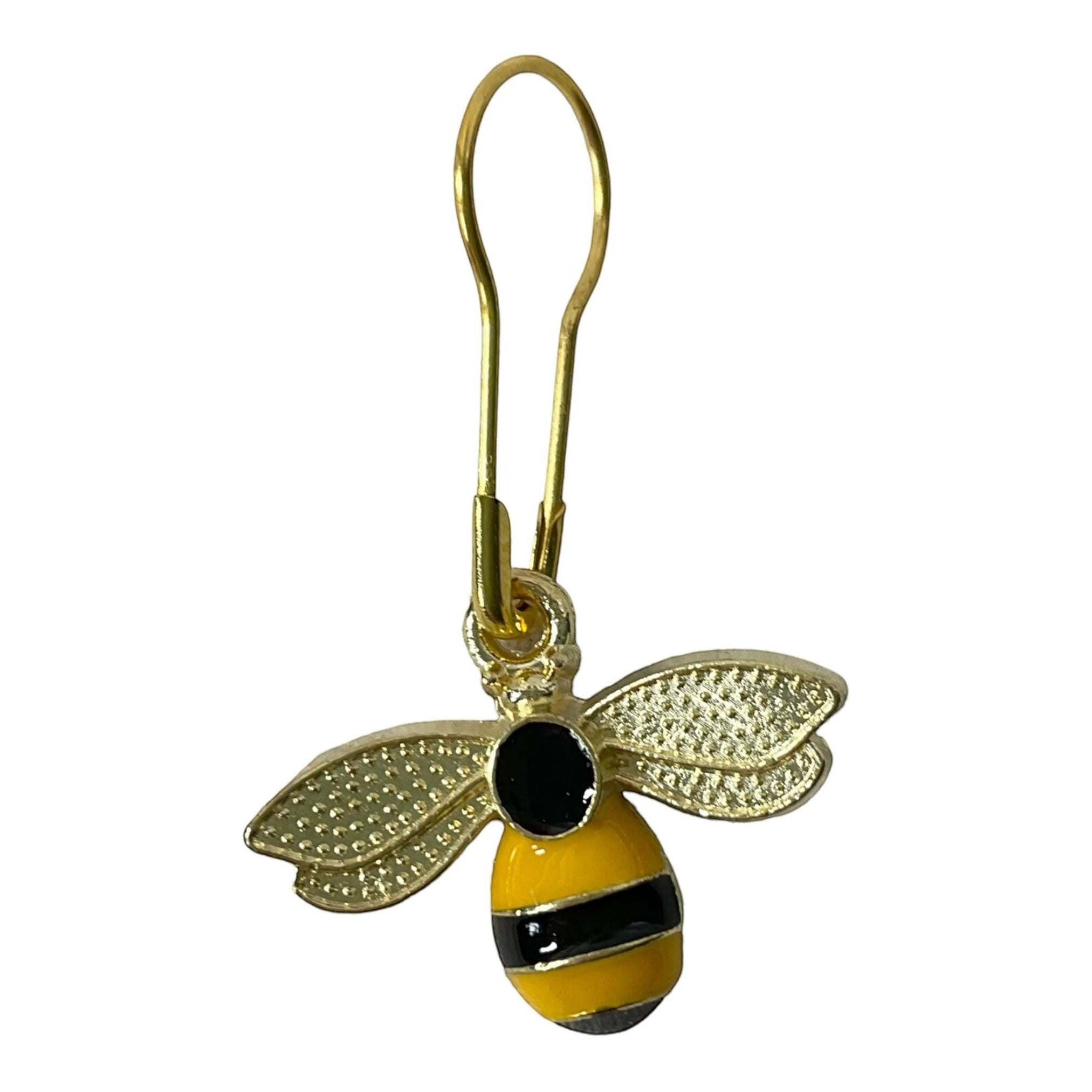 Bee Stitch markers, enamelled colourful progress charms, knitting markers, lace markers, knitters gift, gold plated place keeper