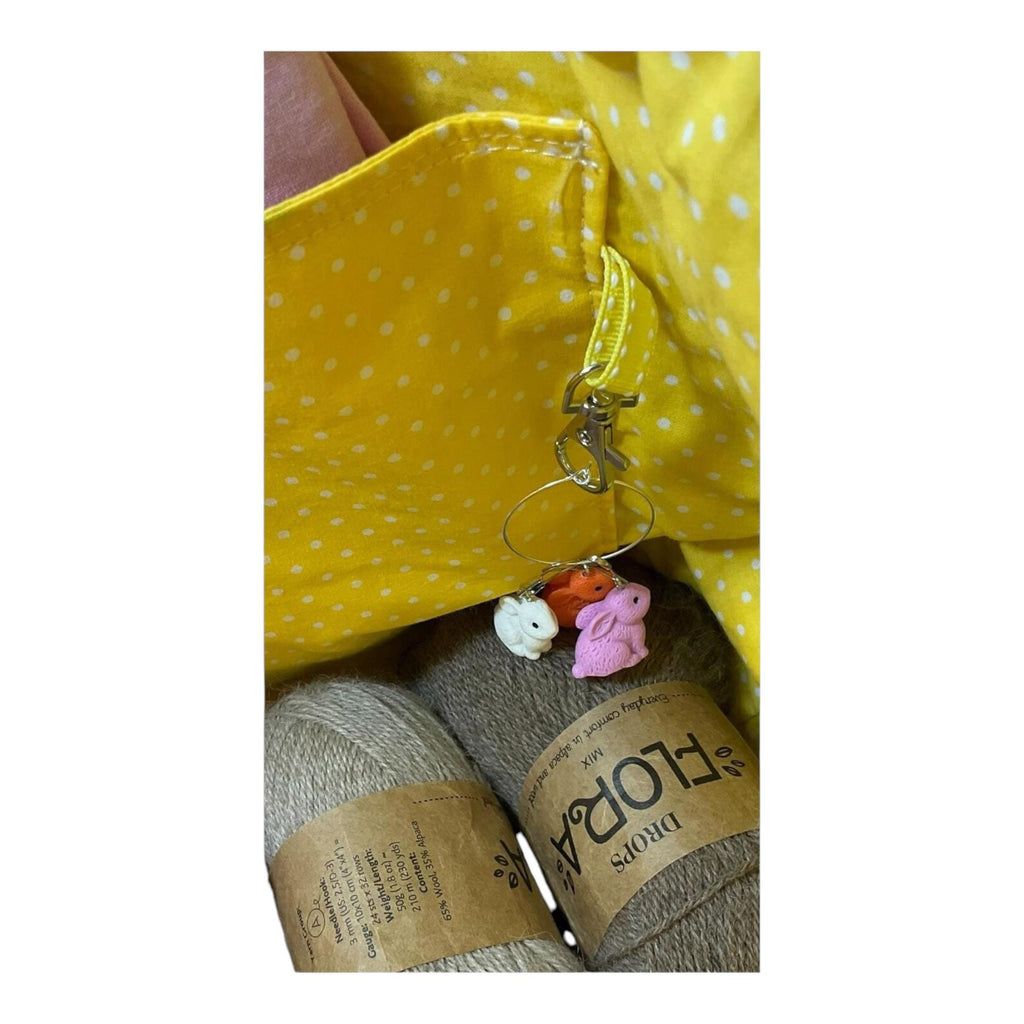 Knitting and crochet tote bag with zip top, large bee organiser crossbody bag