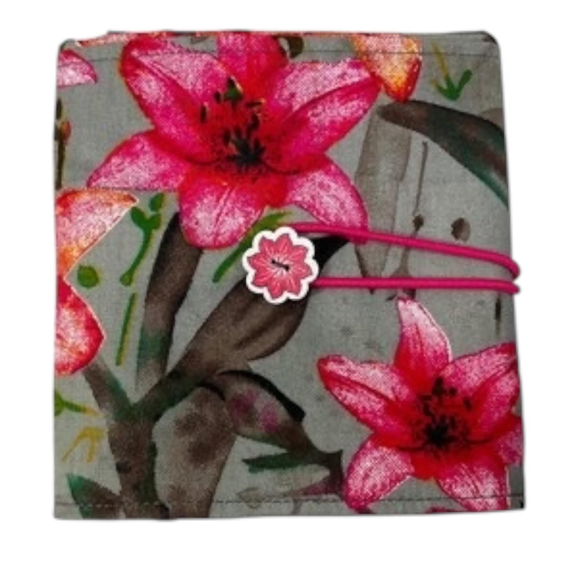 Circular needle case for short needles in floral print, needle wallet, fixed 16" case, 9" sock needles, 12" , knitters gift, needle holder,