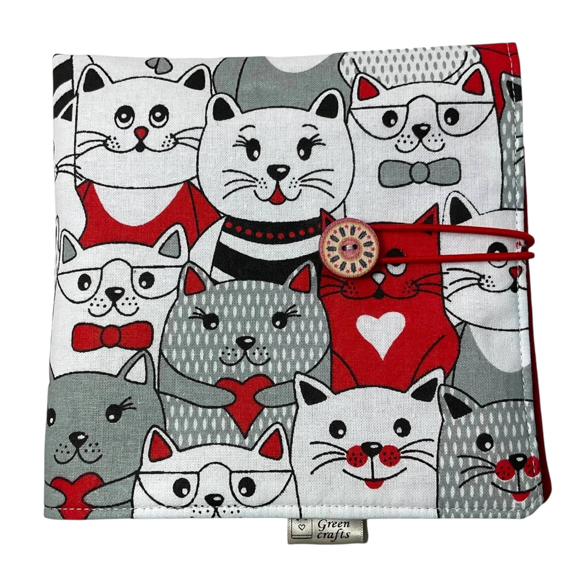 Interchangeable knitting needle case with cats, holds 2 sets, addi case, chiagoo wallet, knit pro organiser, hiya hiya pouch