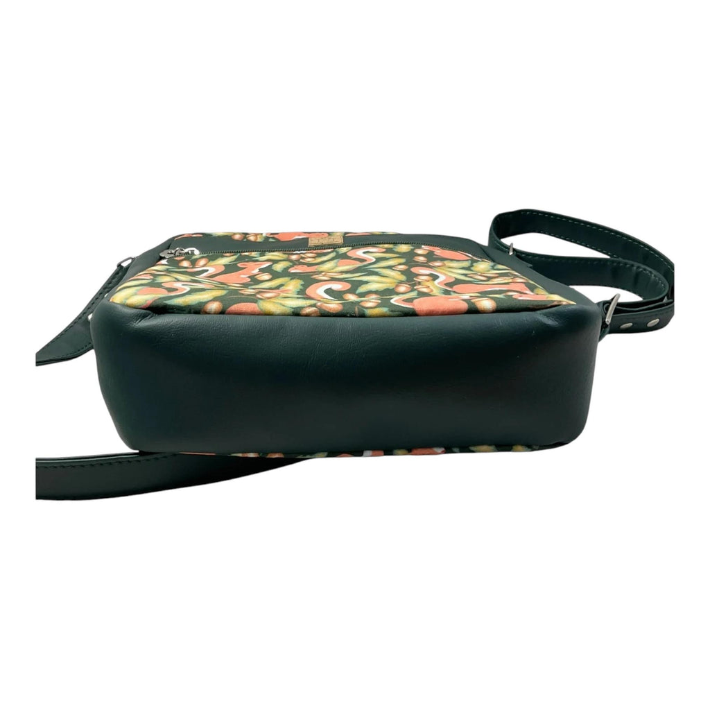 Handbag in faux leather and squirrel print,  vegan ladies gift, woodland crossbody bag, shoulder zip pouch