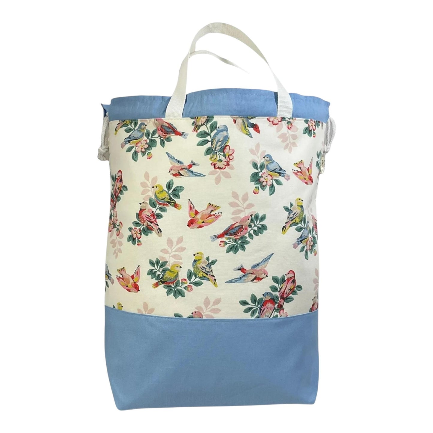 XXL  drawstring knitting bag with birds and floral print