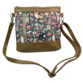 Handbag in faux leather and dog print,  vegan ladies gift, crossbody bag, shoulder zip pouch
