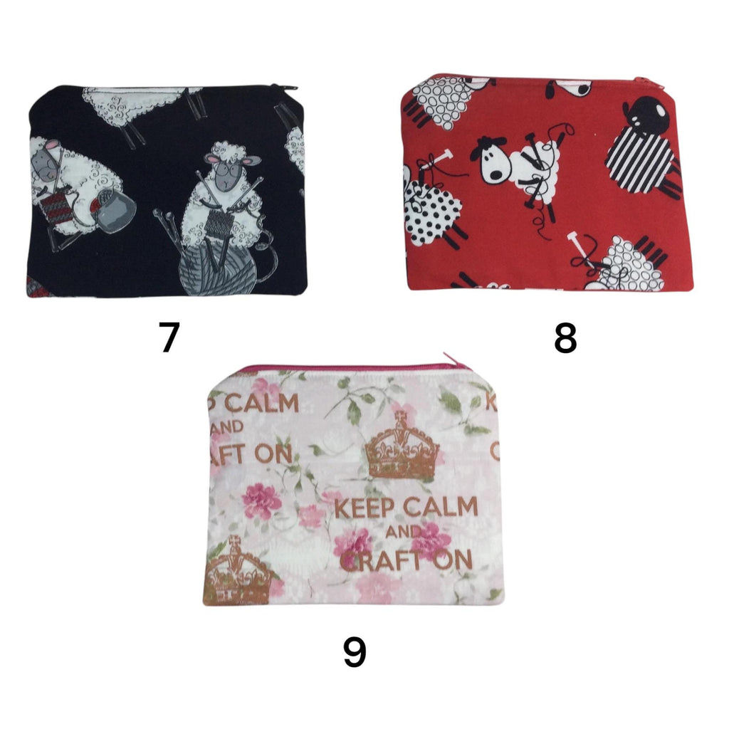 Fabric Zip Pouch: Sheep, Cat, Dog Print - Crafting Notions Case