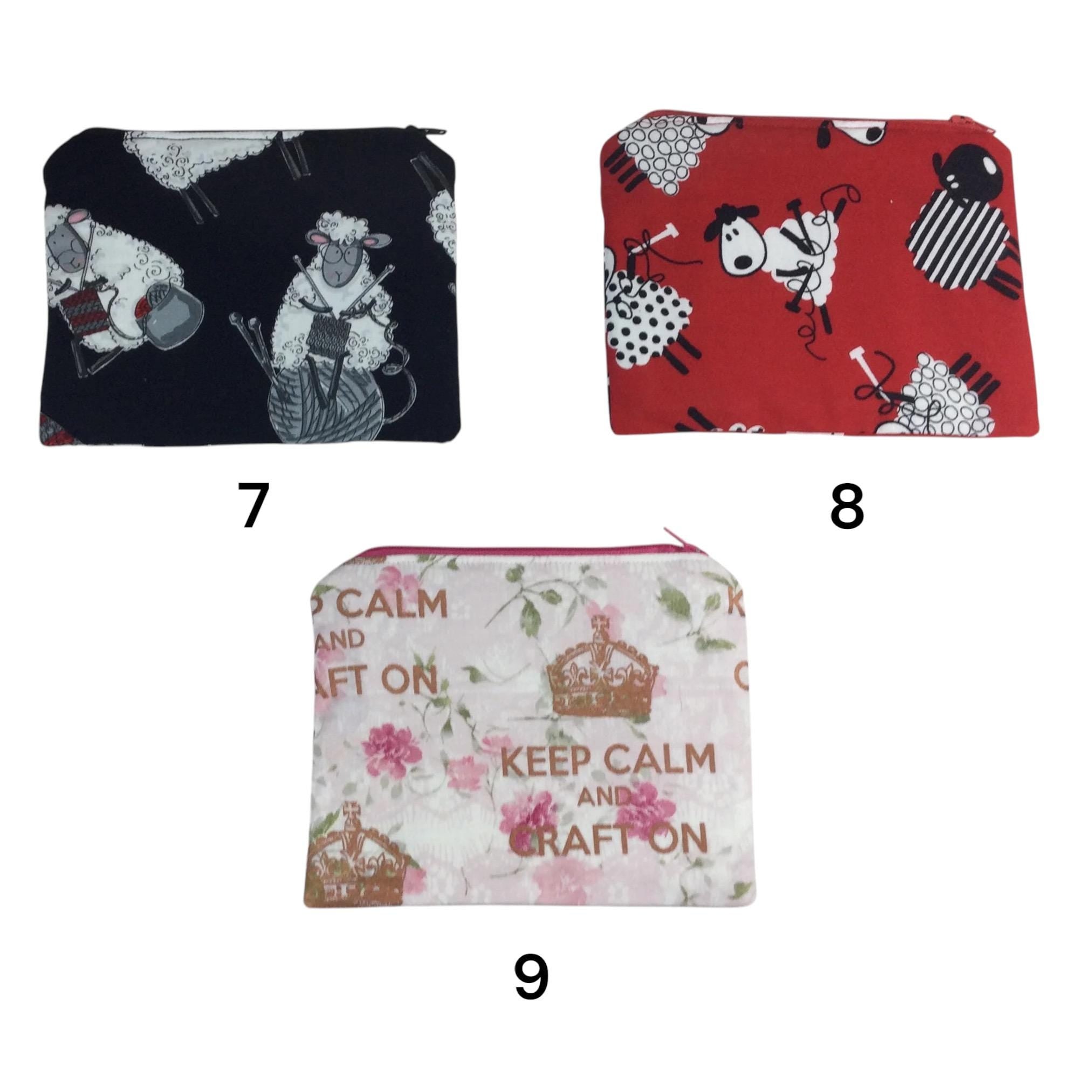 Fabric Zip Pouch: Sheep, Cat, Dog Print - Crafting Notions Case