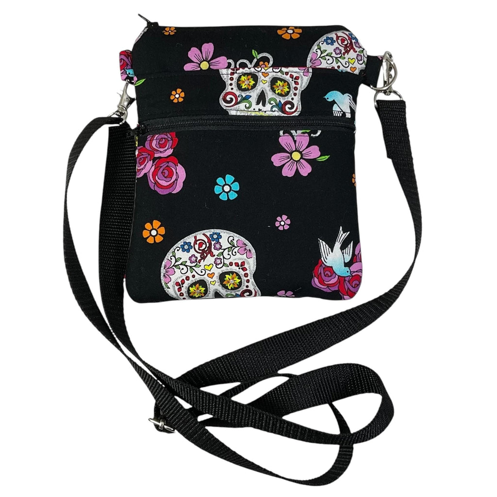 Colourful sheep print slim phone shoulder bag with multi pockets, teenager messenger sugar skull , mini clutch bag, clubbing festival bag