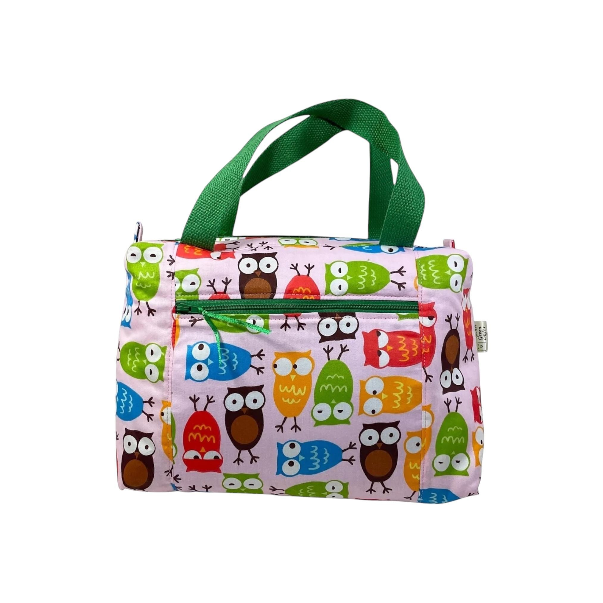 Large owl toiletries bag with handles and zip pocket, bird print Waterproof lined wash pouch, camping  ladies  gift, womens sponge bag