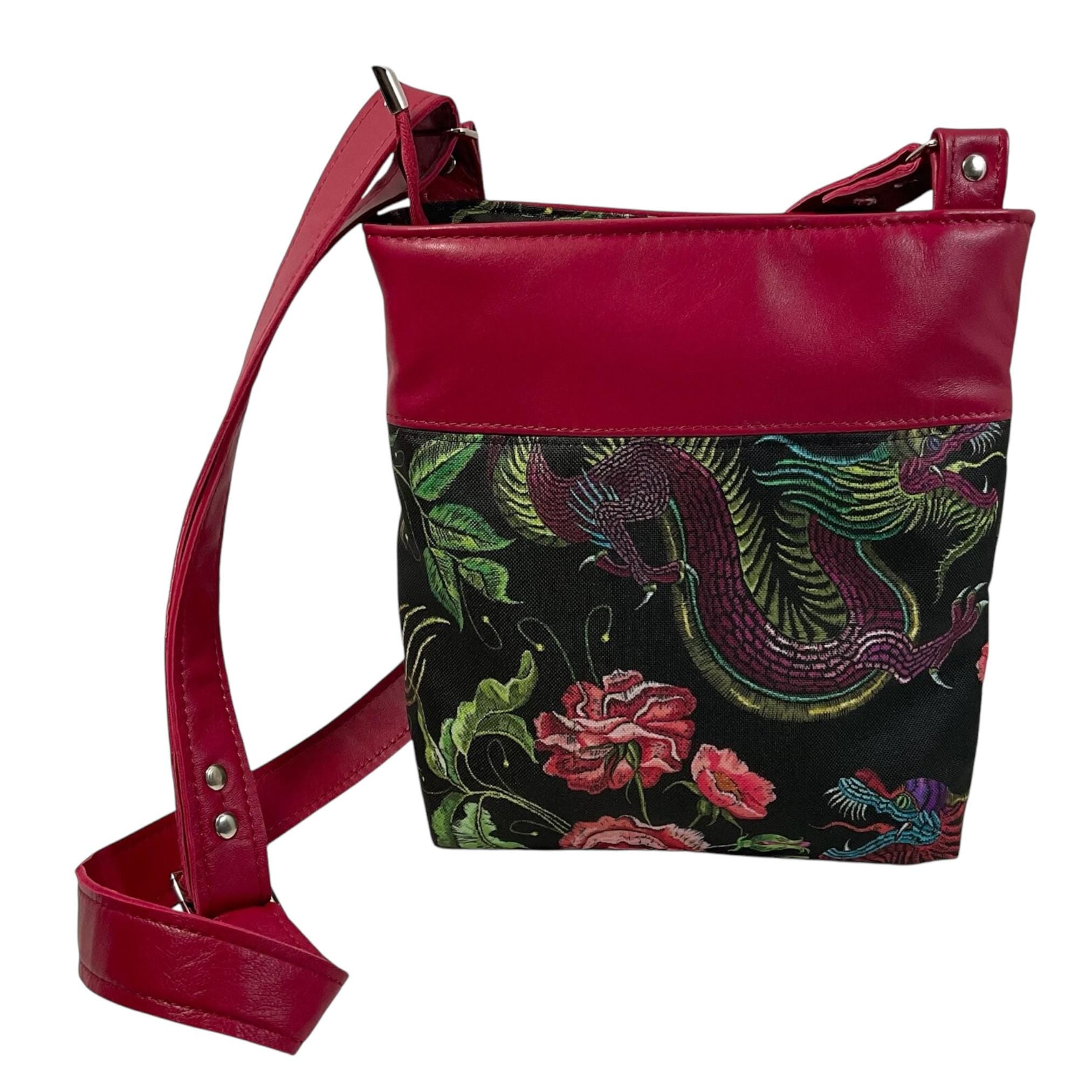 Handmade Dragon Print Leather Crossbody Bag: Chinese New Year Gift