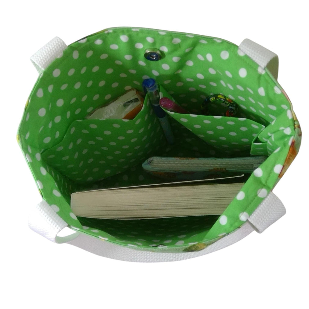 Cats Cotton Canvas Tote Bag, Colourful Book Purse, Lined