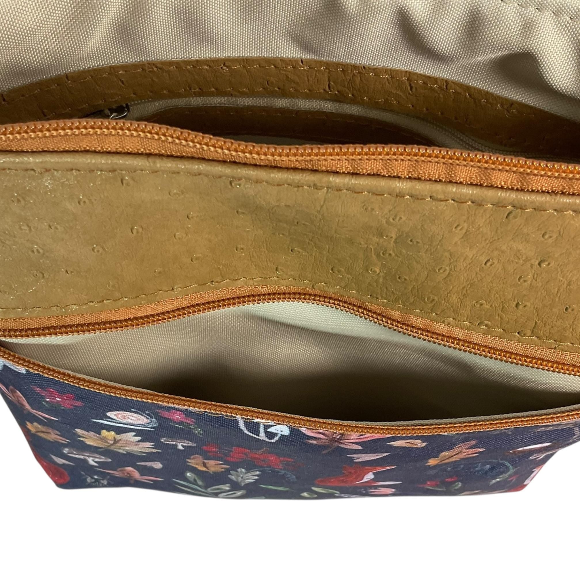 Faux Leather Handbag: Cottagecore Fox Print Crossbody Bag