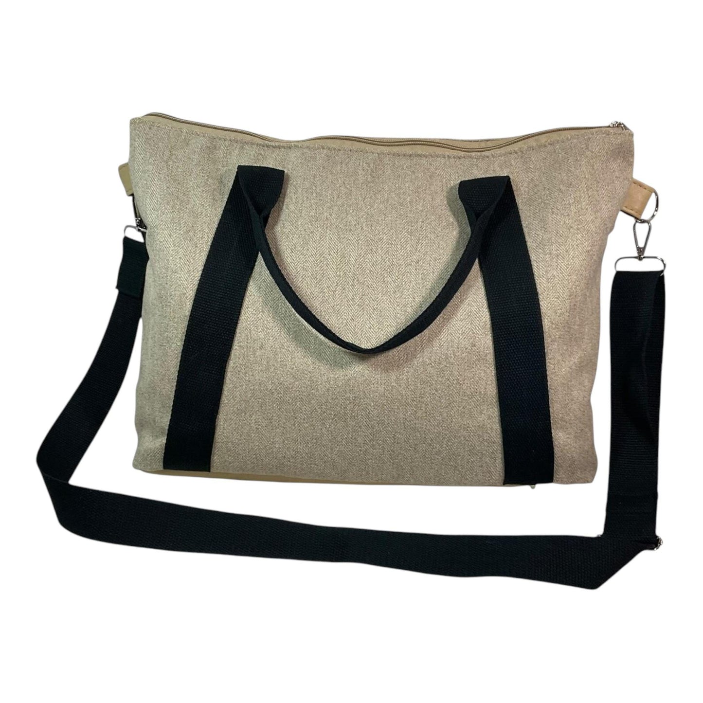 Knitting and crochet tote bag with bees