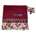 Interchangeable knitting needle case with bees and flowers , floral addi case, chiagoo wallet, knit pro organiser pouch, hiya hiya case,