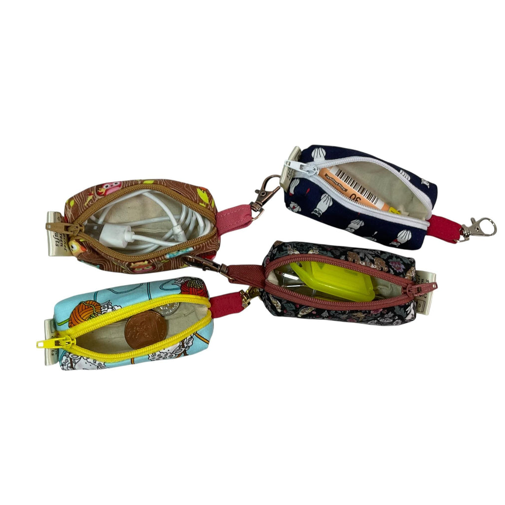 Mini boxy zipper pouch, ear pod holder, coin purse, small items case with keyring