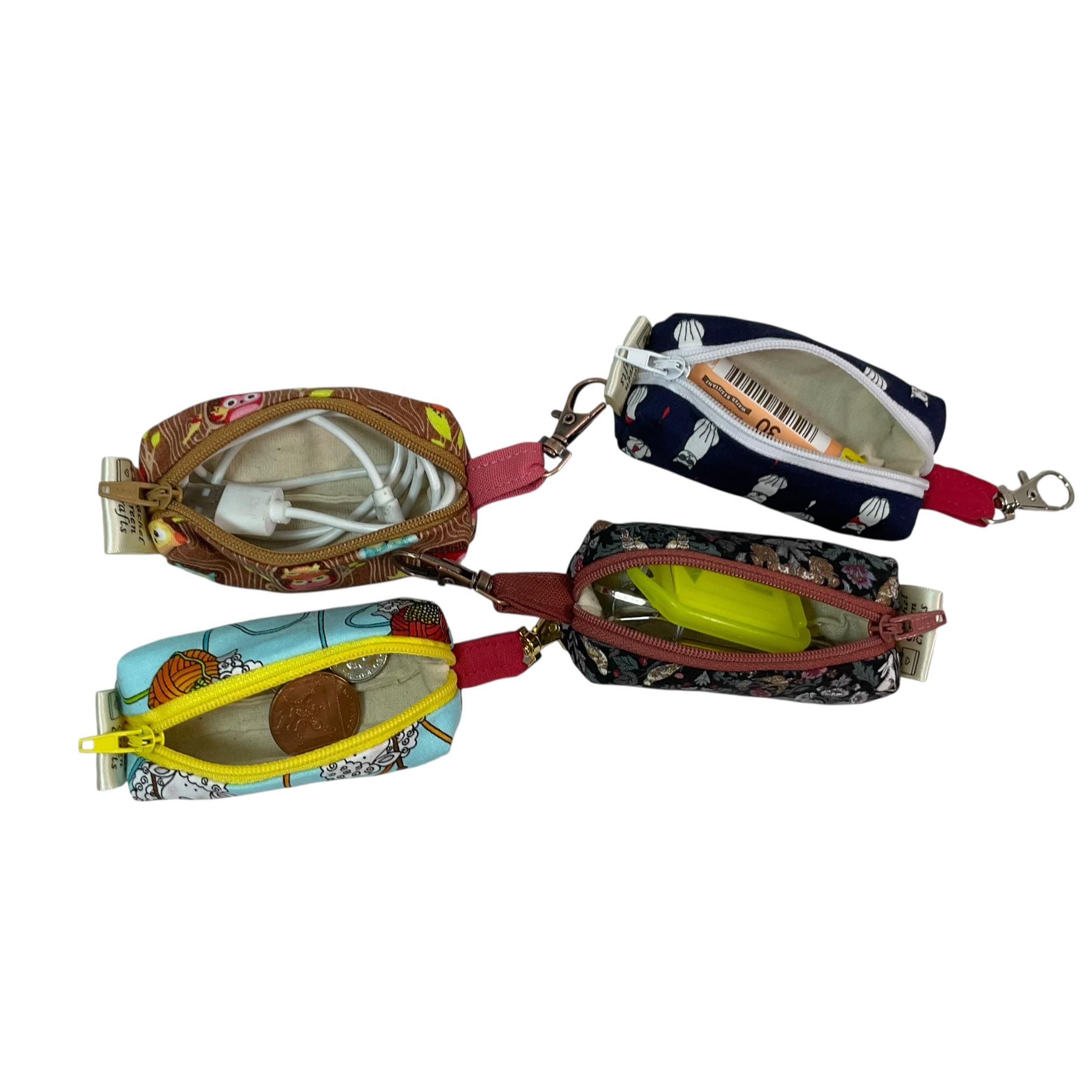 Mini boxy zipper pouch, ear pod holder, coin purse, small items case with keyring