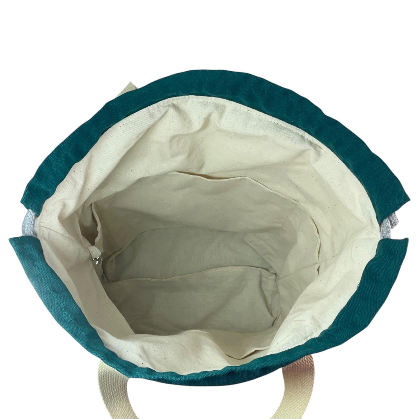 Extra Large canvas drawstring knitting bag with dog print