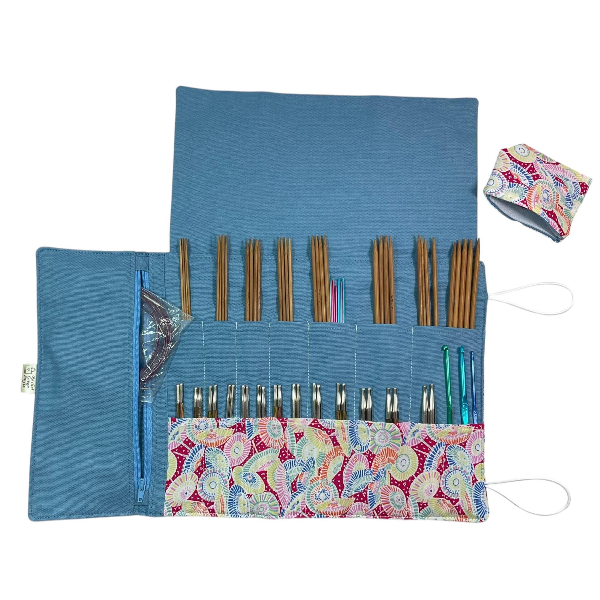 Liberty Floral fabric  interchangeable and double pointed knitting needle case, hiya hiya pouch, knit pro wallet, sock needle case