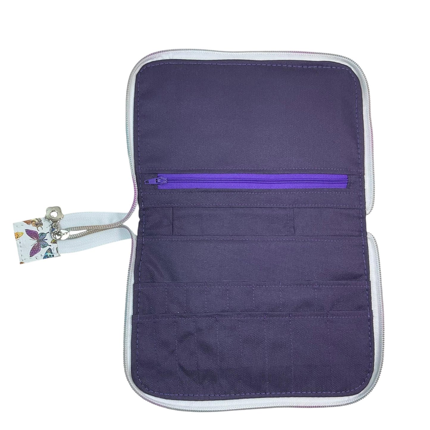 Interchangeable knitting needle case with butterflies