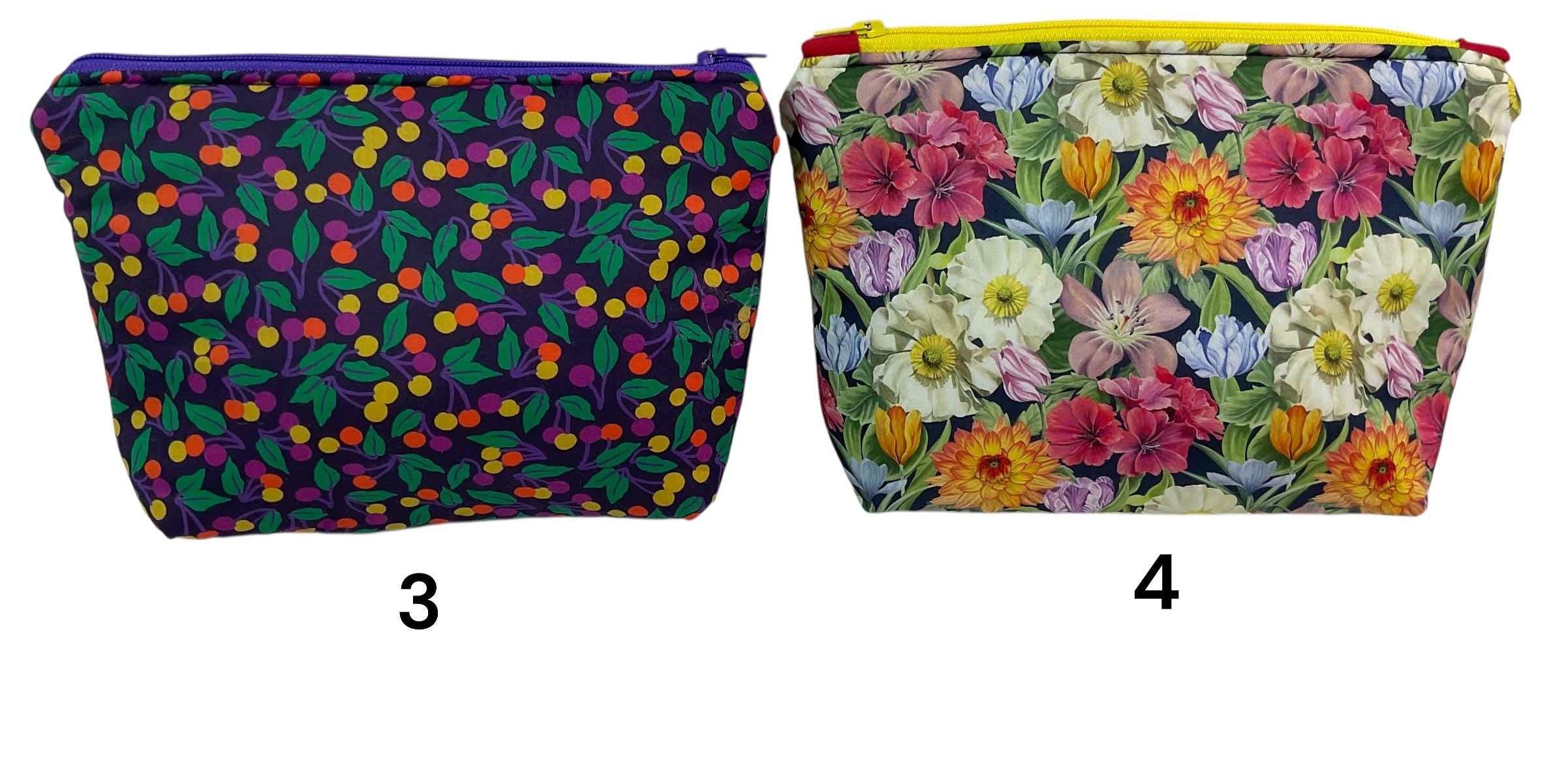 Cosmetics bag in floral Liberty prints,small floral wash pouch, waterproof zipped travel bag, Makeup storage, pretty ladies gift