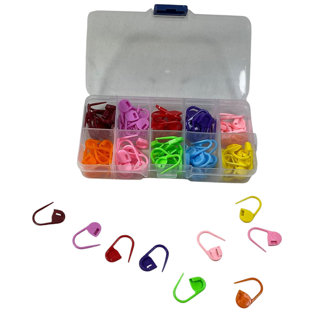 100 pcs multicoloured  plastic locking stitch markers in a box, crochet Stitch holder