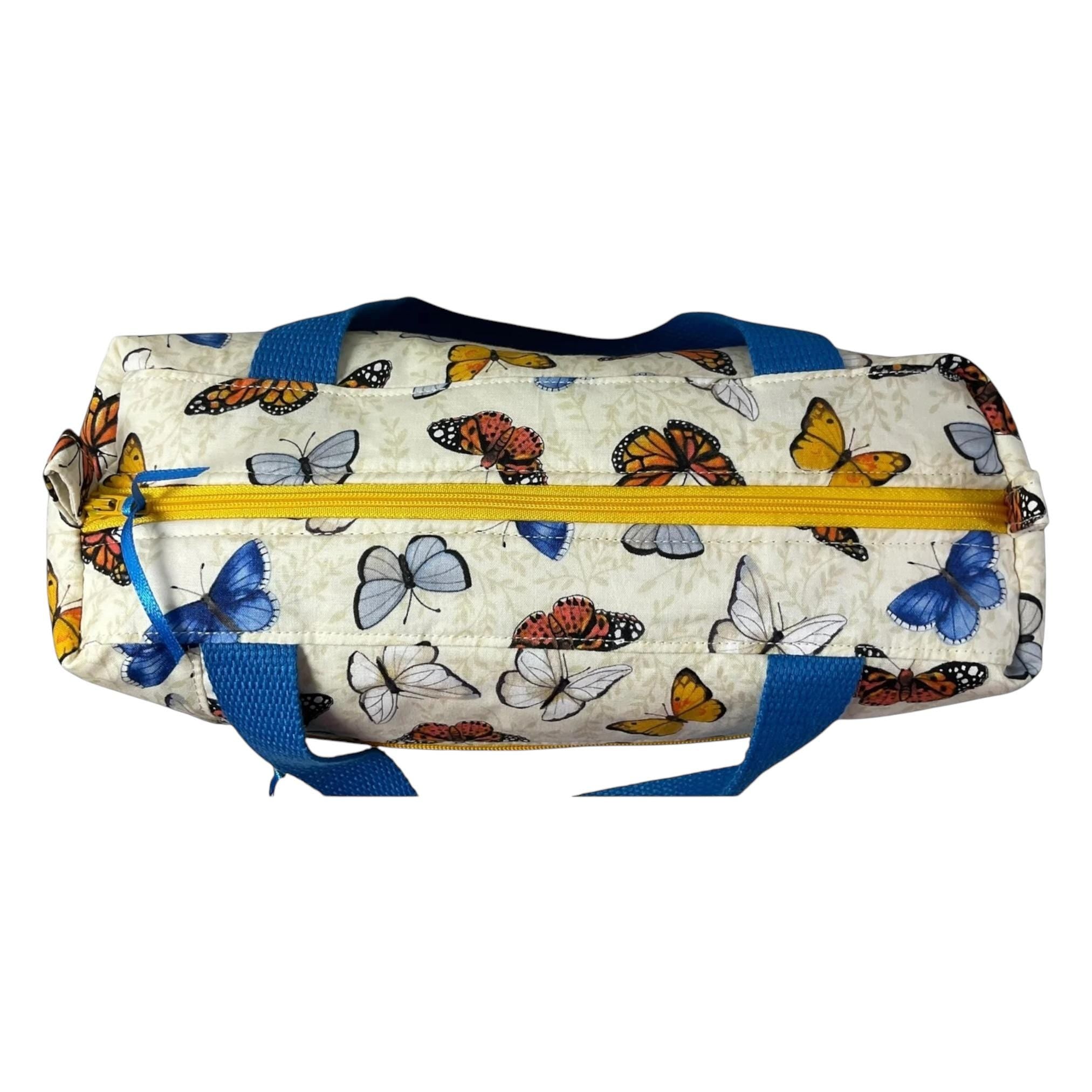 Large butterfly toiletries bag with handles and zip pocket, bird print Waterproof lined wash pouch, camping  ladies  gift, womens sponge bag